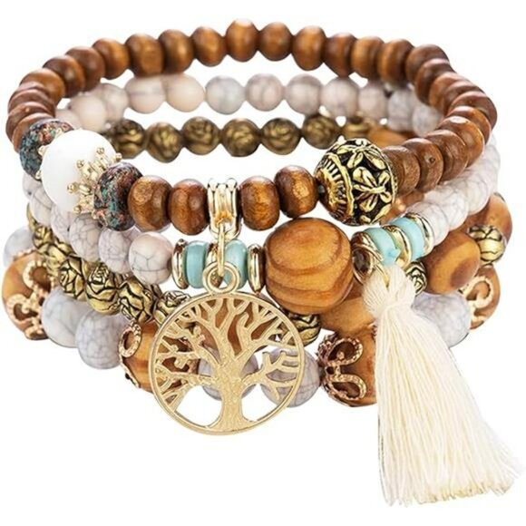 Tree of life boho beaded bracelet set for women multilayer stackable jewelry gif - Picture 6 of 6